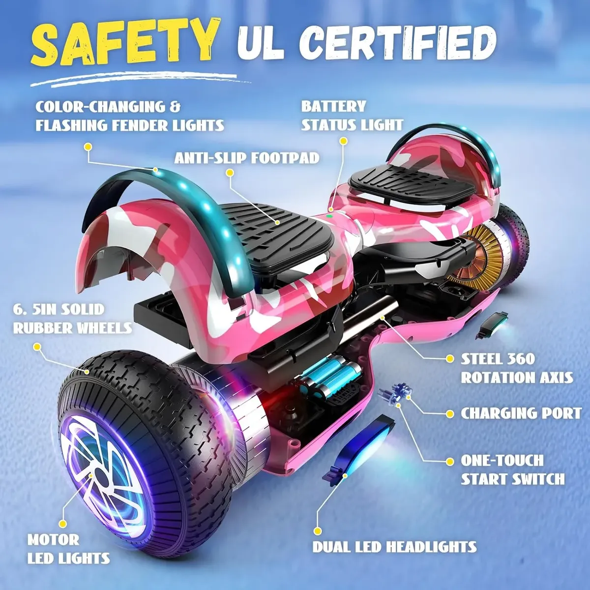 Skate Elétrico Hoverboard Balance 6,5 Polegadas Bluetooth — foto 3
