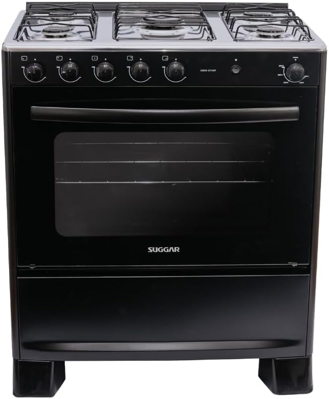SUGGAR FOGÃO COOK START PRETO MESA INOX 5 BOCAS 2 QUEIMADORES FAMÍLIA ACENDIMENTO AUTOMÁTICO FGICS520PT