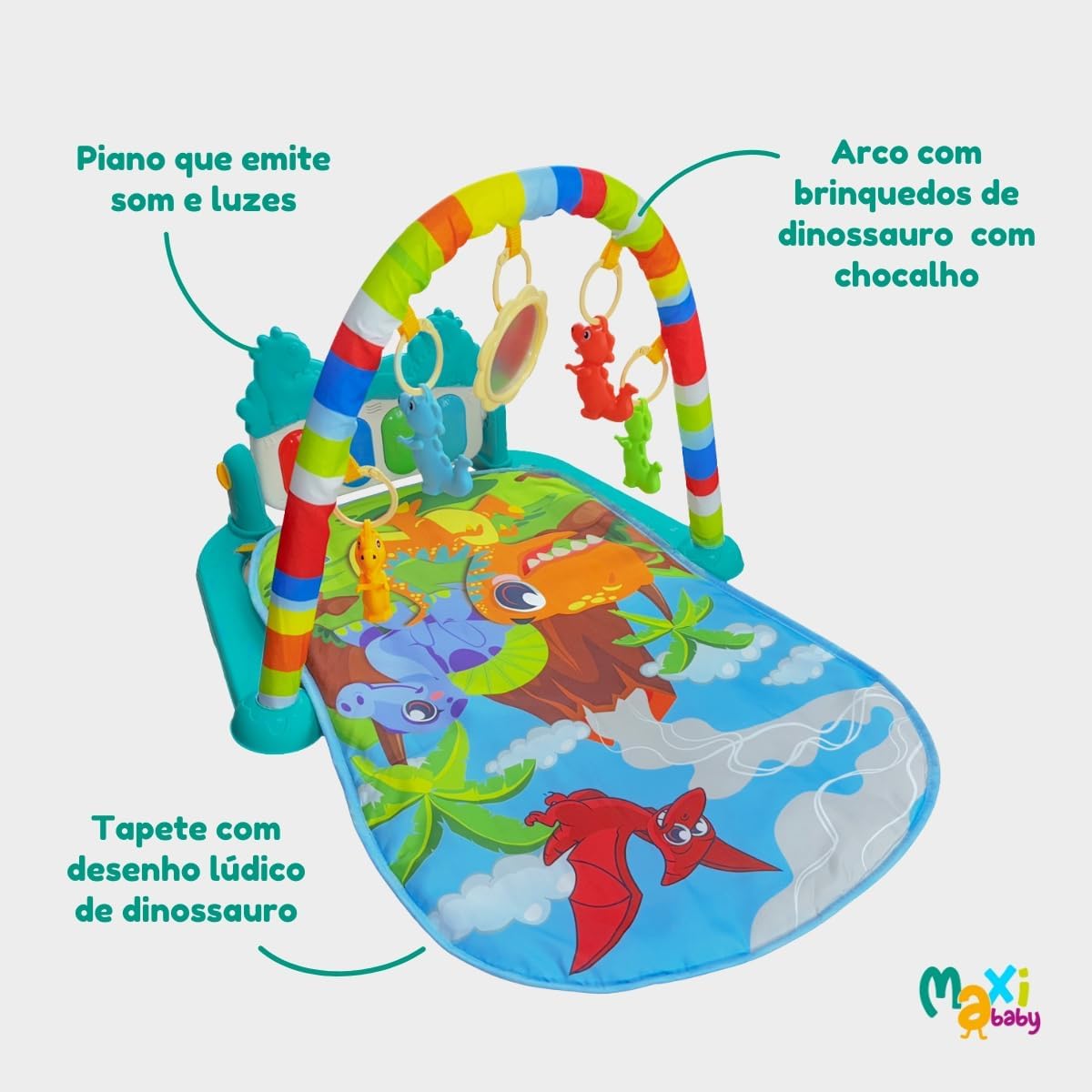 Tapete de Atividades Para Bebê Piano Funny Dino Maxi Baby — foto 5