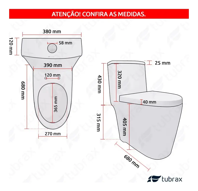 Vaso Sanitário Monobloco Caixa Acoplada Privada Tubrax — foto 4