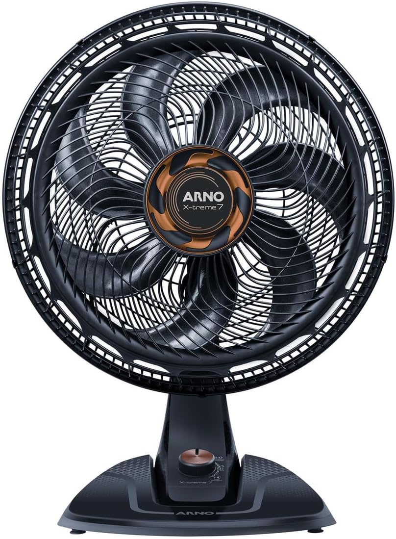 Ventilador de Mesa Arno X-TREME 7 Cinza 40cm VE71, 150W, 7 Pás, 3 Velocidades, Oscilação 80º, Power Zone, Modo Noturno Silencioso, 220V